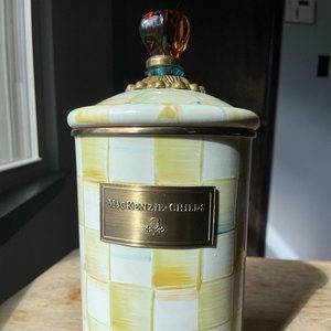 Mac-Kenzie Childs Parchment Check Enamel Canister - Large ONLY